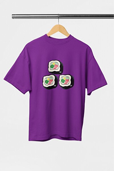 ArtYus TRIOCĂ CU MÂNĂ SCURTĂ CU Gât rotund, IMPRIMAT 3SUSHI, PENTRU BĂRBAȚI/F...