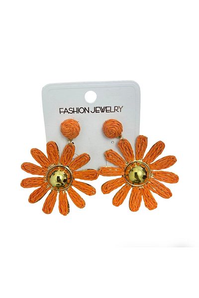 Be Best Women's Orange Color Daisy Straw Earrings Be131