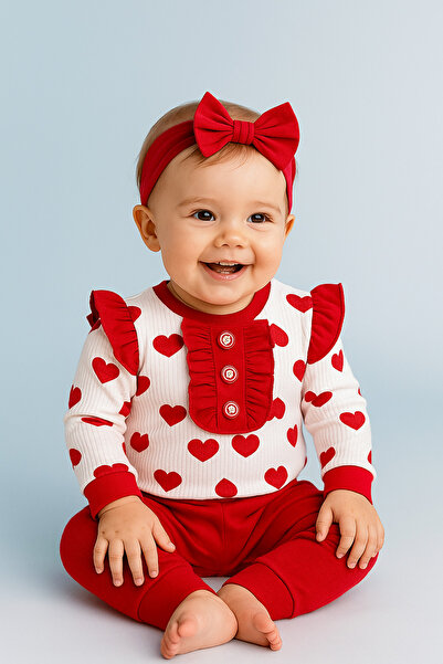 MERVİYA Kız Bebek Desenli İkili Takım