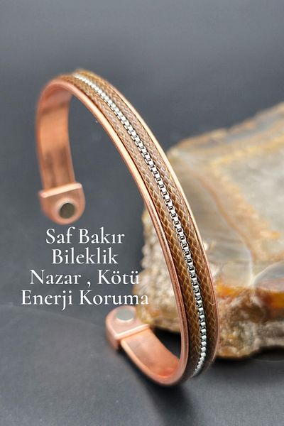 NBS Beautiful Naturel Stones Pure Copper Bracelet Leather Magnet Adjustable Handcrafted Very High Quality (Gift, Daily