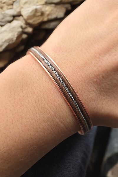 NBS Beautiful Naturel Stones Pure Copper Bracelet Leather Magnet Adjustable Handcrafted Very High Quality (Gift, Daily