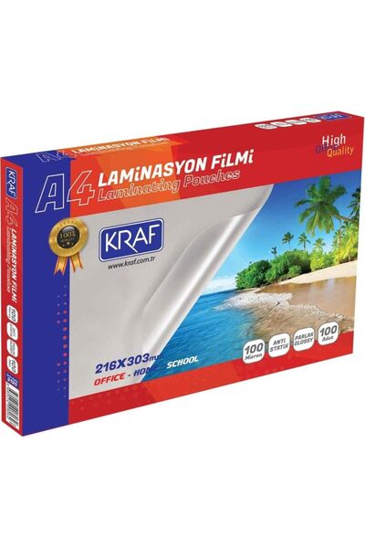 Hepta Collection KRAF LAMİNASYON FİLMİ PARLAK A4 100 Mic.100 LÜ 2120