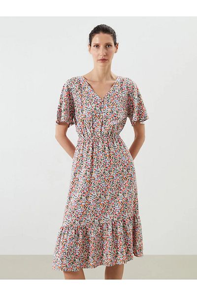 LC Waikiki Lcwaikiki classic mixed v-neck floral waist dress