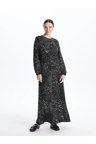 LC Waikiki LCW Grace Crew Neck Print Long Sleeve A-line Women's Dress