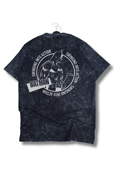 Fuddy Moda Tricou unisex cu imprimeu pe spate, cu textul „Batman Swinging Int...