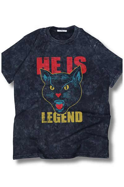 Fuddy Moda Tricou unisex lavabil cu scris He Is Legend, tricou retro cu tematică Panther supradimensionat