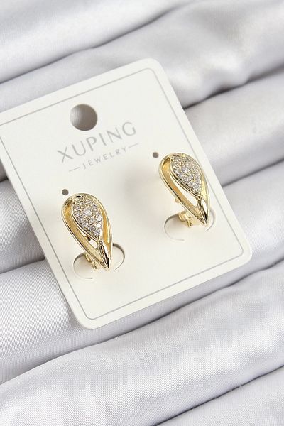 PRATİKOBA Bfs Xuping Zircon Stone Drop Model Gold Color Women's Earrings