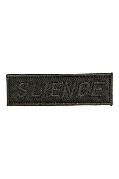 Ex Patch Patch broderie cu text Slience pe fundal negru - 10x3 cm