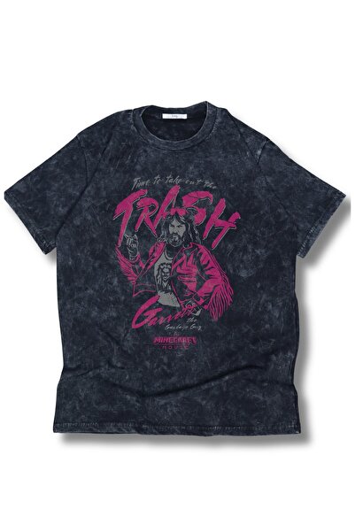 Fuddy Moda Unisex Garett The Garbage Štampano Washed T-shirt , Oversize kroj ...