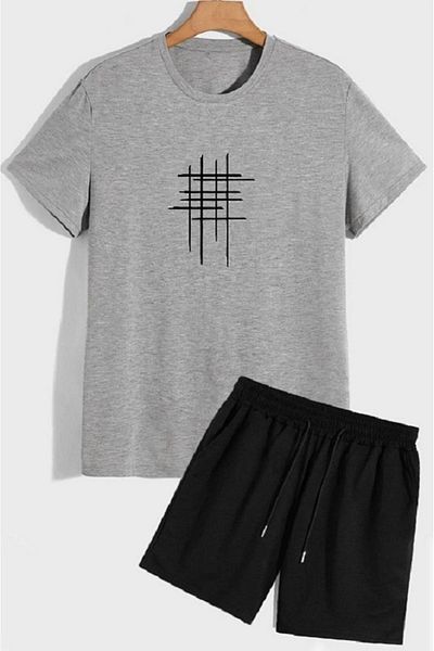 Gutsy T-Shirt Shorts Set Striped Printed Men / Women