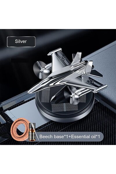 OEM Odorizant auto cu încărcare solară, model de avion, bază antiderapantă, include ulei esențial, gri