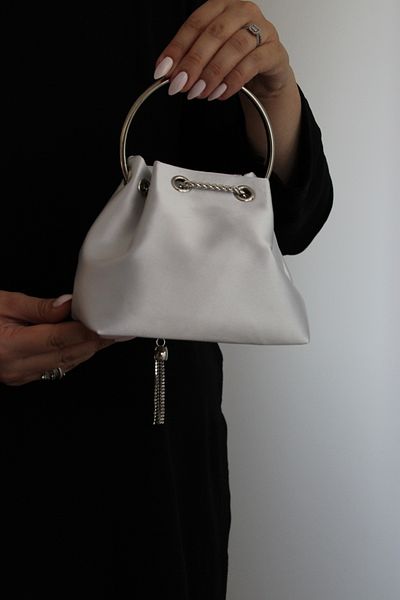 Mimoza Women's Elegant Metal Handle Satin Textured Evening Dress Bag See Code