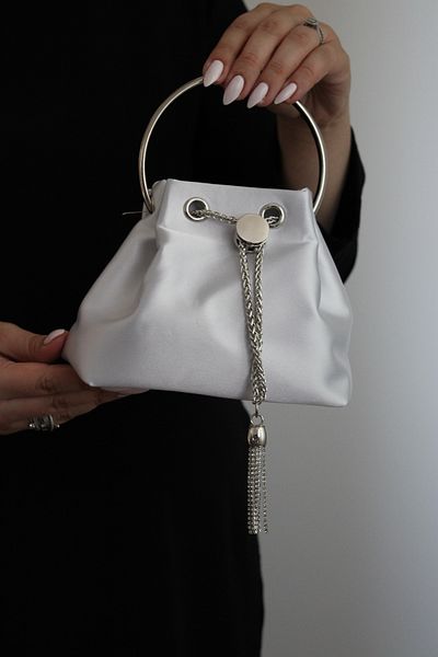 Mimoza Women's Elegant Metal Handle Satin Textured Evening Dress Bag See Code