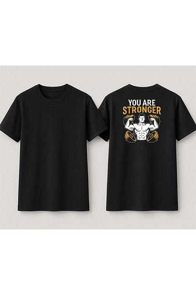 YEACHY Μπλουζάκι Unisex Black Fitness με στάμπα