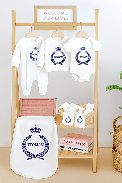 Baby Boy 100% Cotton Organic King Crown Printed Named Newborn Brush Gift