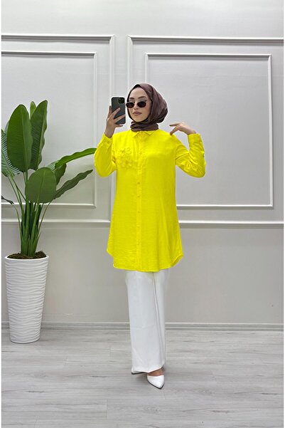 moda acar ÇİLEK KUMAŞ PAPATYA DETAYLI TUNİK