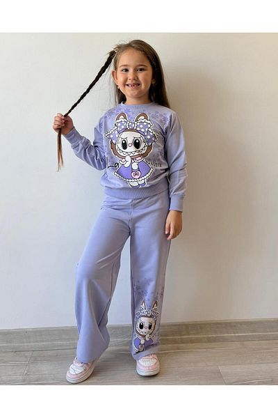 LİLLYPİCCA Girl's Character Patterned Wide Leg 2-Piece Set