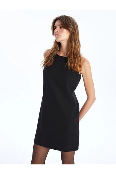 LC Waikiki Lcw Eco Black Bicycle Collar Women Mini Dress