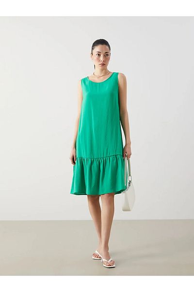 LC Waikiki Lcwaikiki Classic Green Crew Neck Women's Dress