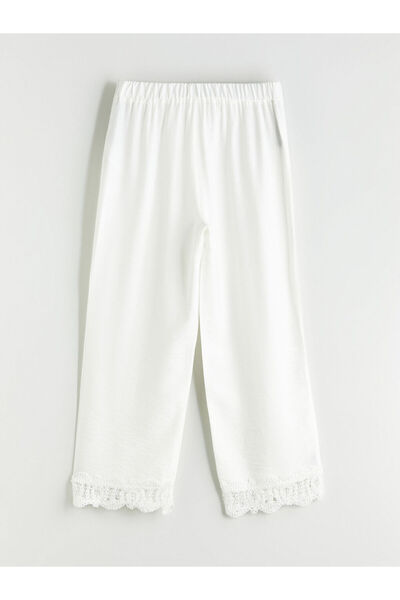LC Waikiki Women's Trousers with Elastic Waist and Lace Detail