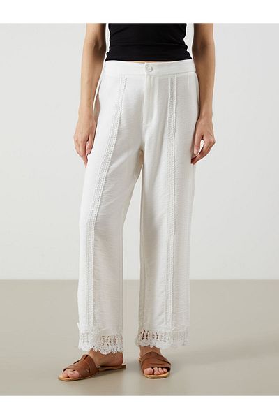 LC Waikiki New Season Women's Pants with Elastic Waist and Lace Detail - S5Qf67Z8
