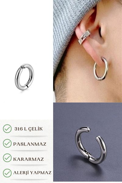 Lynare Non Perforated Trend Steel Unisex Fake Lip Nose Ear Cartilage Septum Ring Earring Ear Cuff 1 Pc.