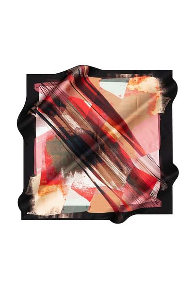 Aker Brush Pattern Silk Crepe Satin Scarf - Sura - 8987701 - 311