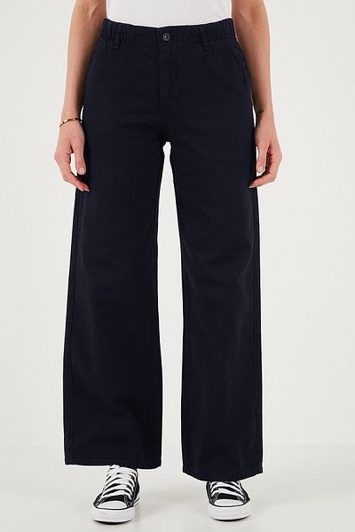 Lela Cotton Standard Fit High Waist Wide Leg Pants Pants 668Yp5344