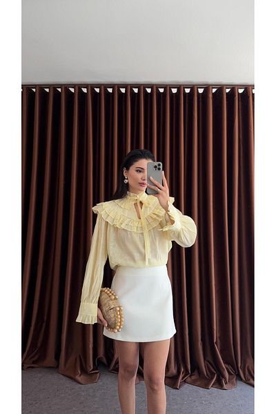 HAZELANNA Romantic Yellow Blouse