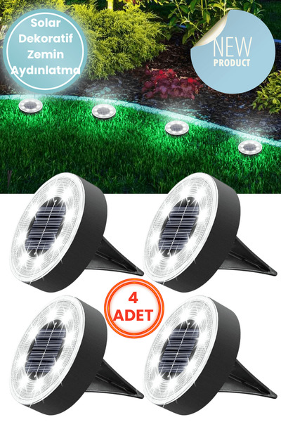 Technojet 8 LED’li Solar Bahçe Lambası | 4 Adet | Su Geçirmez | Otomatik Sens...