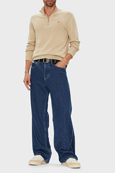 Tommy Jeans Pamuklu Slim Fit Yarım Fermuarlı Dik Yaka Kazak Erkek KAZAK DM0DM21654 RBV