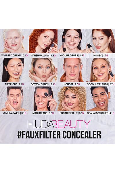 Huda Beauty Liquid Concealer That Brightens the Skin and Hides Imperfections, Providing a Matte Appearance All Day -1.3G Marshmallow 9 ml
