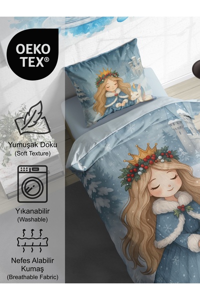 FAVOLLİ Princess's Winter Adventure Single High Quality Duvet Cover Set