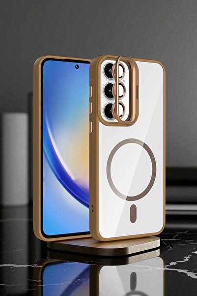 Hatreds Galaxy A35 Kılıf Standlı ve Kamera Lens Hediyeli M-Safe Şarj Özellikl...