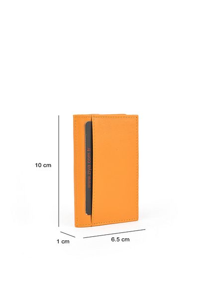Ziya , Unisex Genuine Leather Card Holder 1539852Z03 Orange