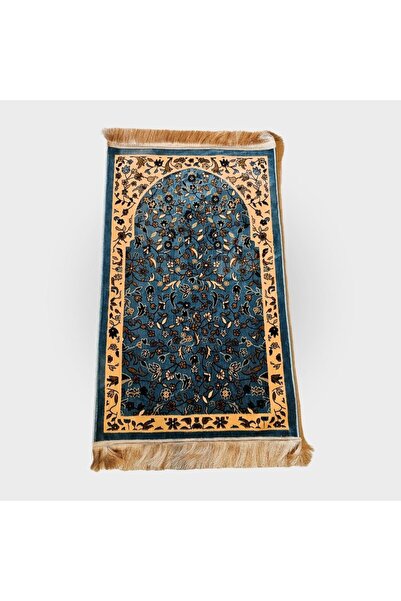 Buhara Tekstil Mavi Ravza Desenli Kalın Halı Seccade
