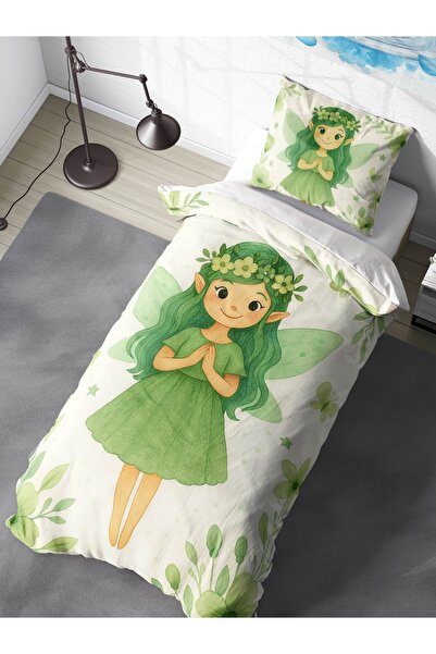 FAVOLLİ Fairy Green Dream Single High Quality Duvet Cover Set