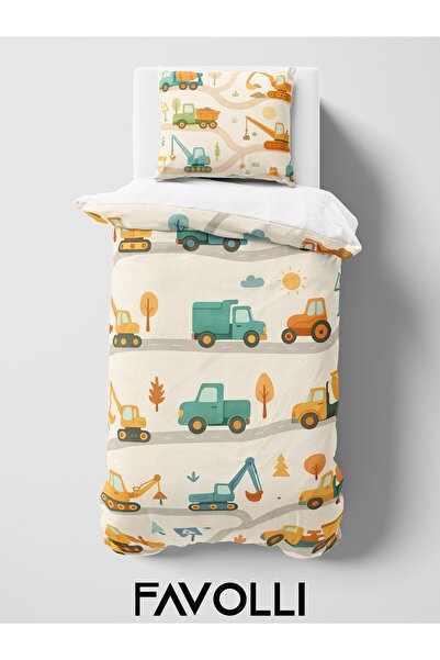 FAVOLLİ Cute World of Cars Single High Quality Duvet Cover Set
