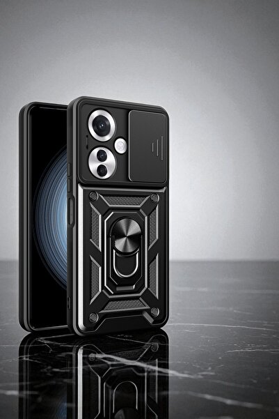 Hatreds Oppo Reno 11fs Uyumlu Kılıf Magnetik Standlı Kamera Korumalı Sürgülü ...