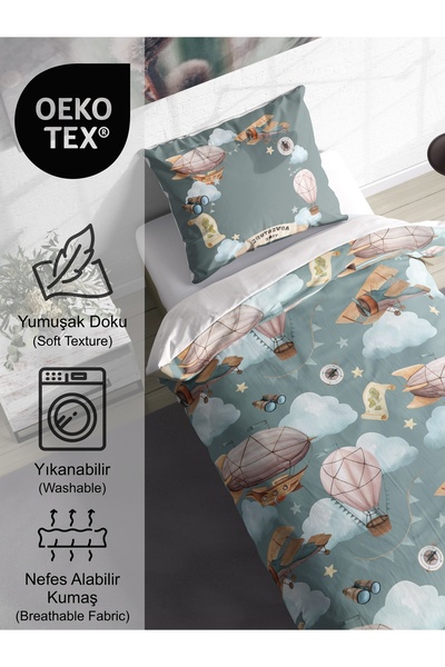 FAVOLLİ Adventure Time Sky Sleep Single High Quality Duvet Cover Set