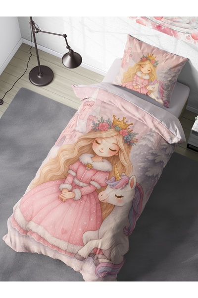 FAVOLLİ Princess's Pink World Single High Quality Duvet Cover Set