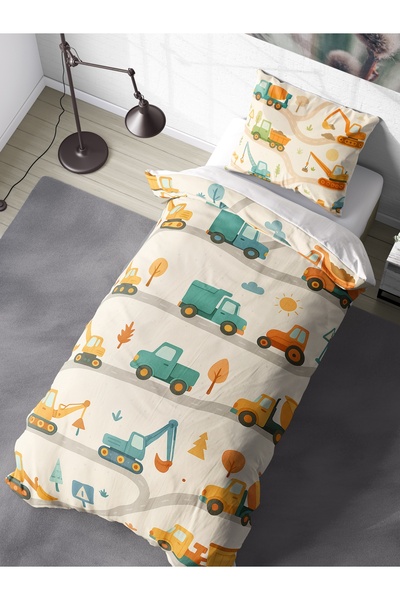 FAVOLLİ Cute World of Cars Single High Quality Duvet Cover Set