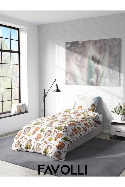 FAVOLLİ Cute Animals in Nature Single High Quality Duvet Cover Set