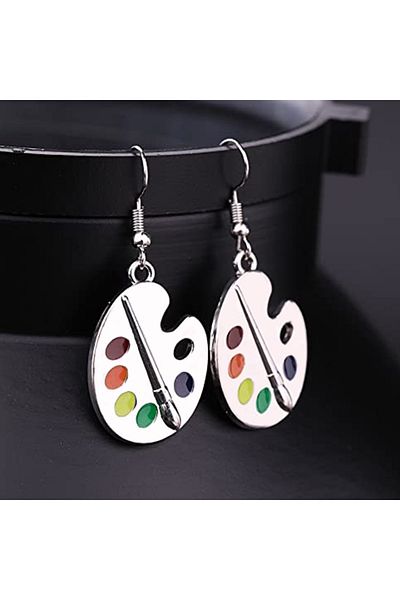 Choice E430 Huitan Fashion Palette Shape Women Drop Earring Brushes and Five-color Paints Personality Girl