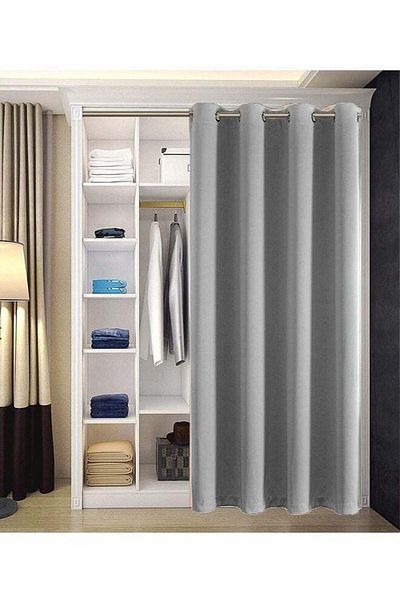 COOYA Room Divider Curtain Grommet Thermal Insulated Blackout Curtains for Living Room Grey 140x243cm