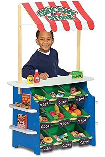 STOREMAX Ntwork & Doug Wooden Say and Lemonade Stand, Reversible, Awning, 9 Boxen, Blackboards