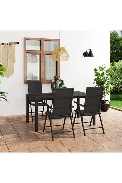 vidaxl 5 Piece Garden Dining Set Black