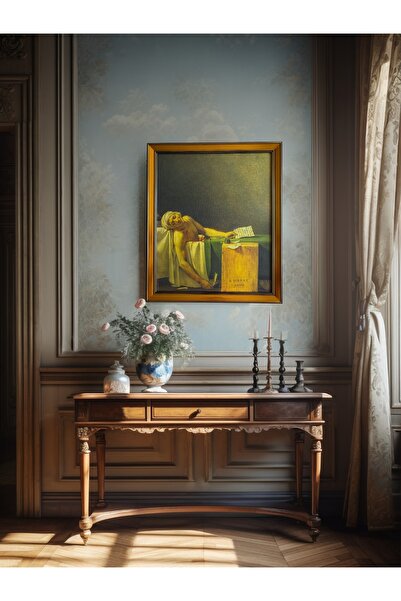 ART OF LEGACY Jacques Louis David (MARAT'IN ÖLÜMÜ 1793) Çerçeveli Klasik Vintage Duvar Tablo