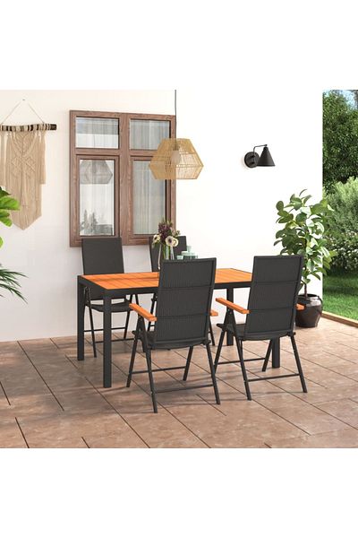vidaxl 5 Piece Garden Dining Set Black and Brown