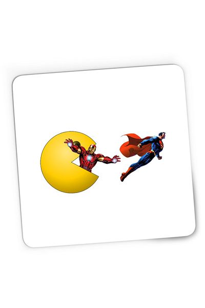 OEM Mousepad Gaming Pac Man Iron Man Eat Superman Run Heroes Powers, 21x19 см